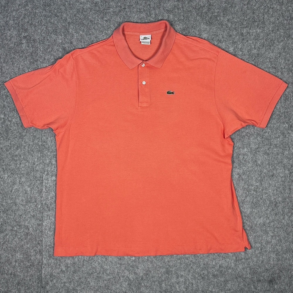 Lacoste Polo Shirt Mens 9 Pink Orange Casual Crocodile Logo Short Sleeve Preppy